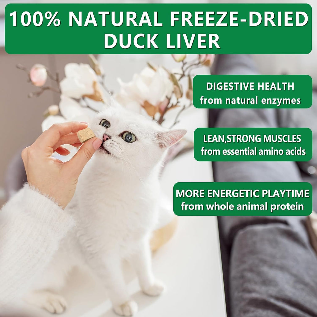 JADINGSFRM Freeze Dried Duck Liver Dog & Cat Treats, High Protein Single Ingredient, All Nature Raw, Grain Free, Gluten Free, Dog Treats for Training and Food Topper 8.8 Oz