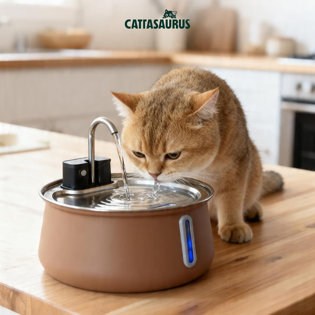 Cattasaurus Quarterly Filter Refills, Patent-Pending 6-Layer Filtration System for Wireless Stainless Steel Cat Water Fountain, Automatic Water Dispenser for Cats (White, 90-Day Supply)
