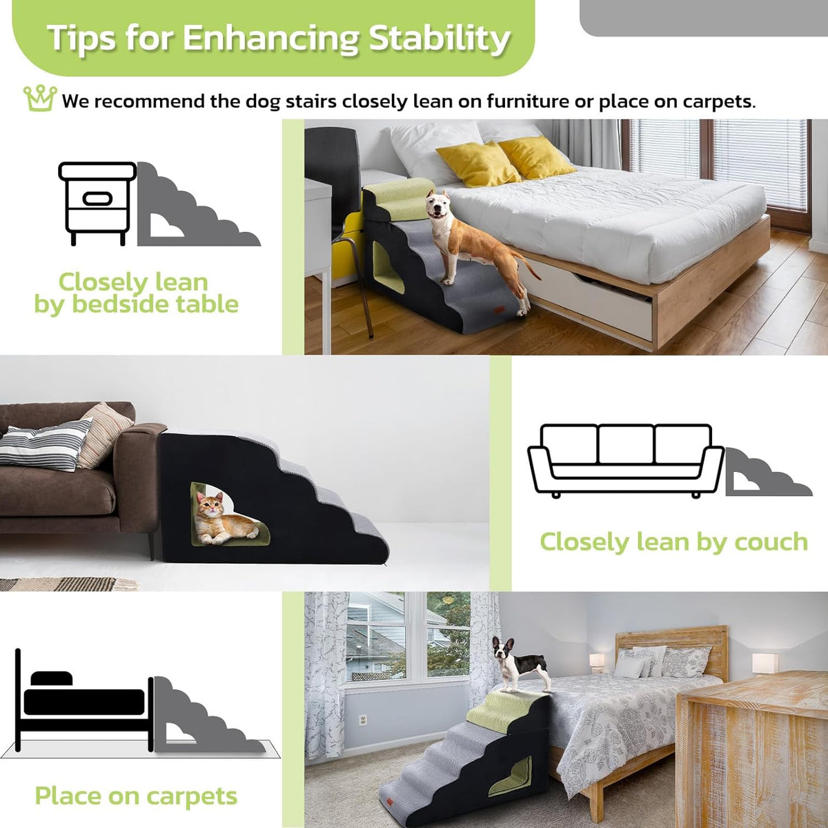 LOOBANI 6 Steps 30 inches Height Dog Stairs for Bed for Small& Older Pets