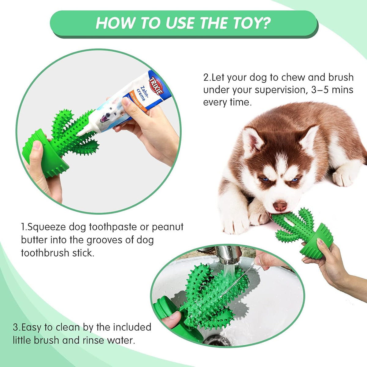 Pamlulu Dog Chew Toys Dog Toothbrush Stick Teeth Cleaning Brush Dental for Medium Large Dog, Puppy Christmas Easter Birthday Gifts, Outdoor Squeaky Toys for Aggressive Chewers Interactive Tough Toys