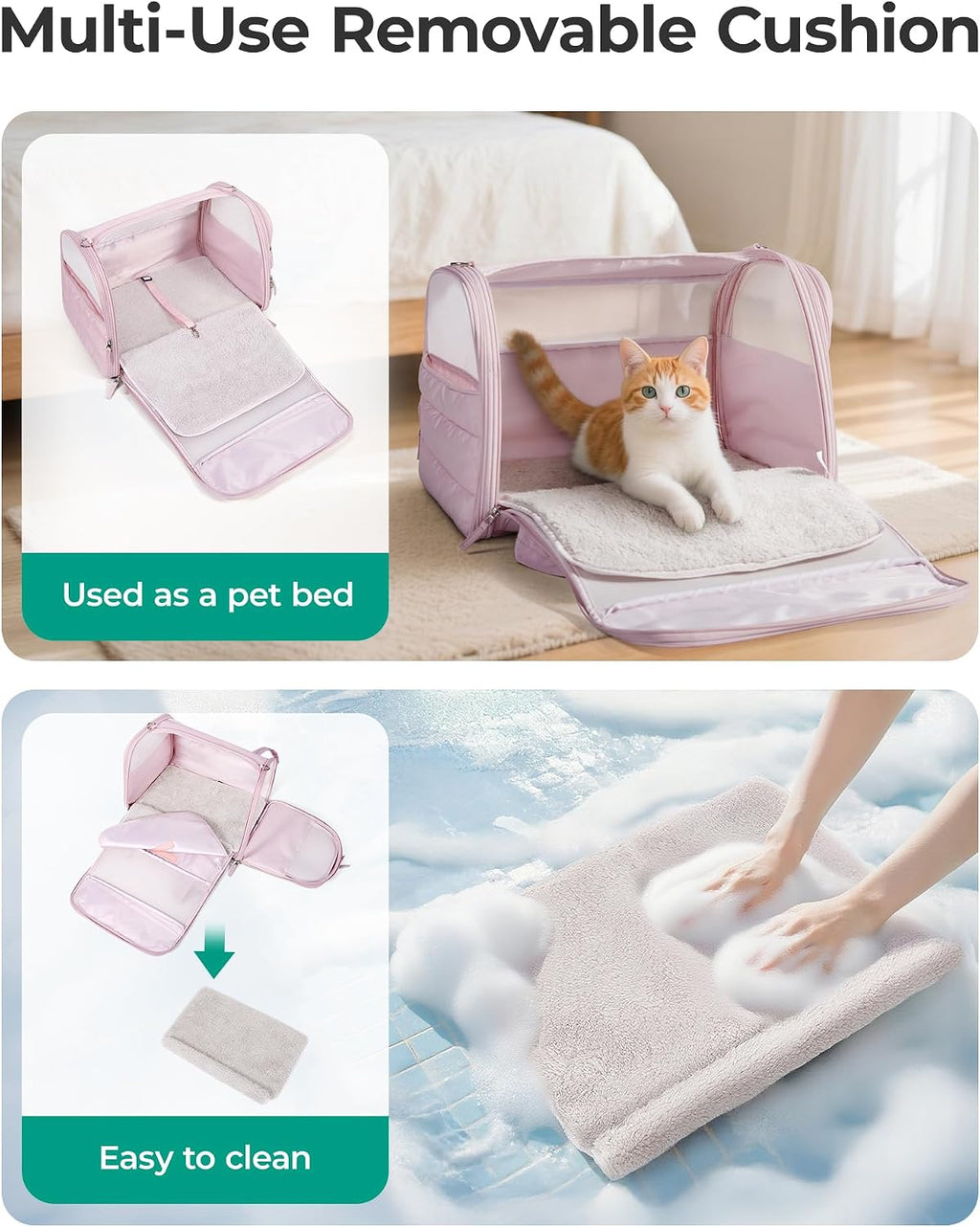 BAGSMART Cat Carrier Soft-Sided Puffy Quilted Collapsible Pet Travel Bag