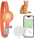 GPS Tracker for Cats-No Monthly Fee Cat Tracker,Compatible with Apple Find My App (Only iOS), Waterproof Pet Tracker,Real-Time Cat Trackers Collar for Pets,Kids,Luggage | 367-Day Battery Life|(Orange)