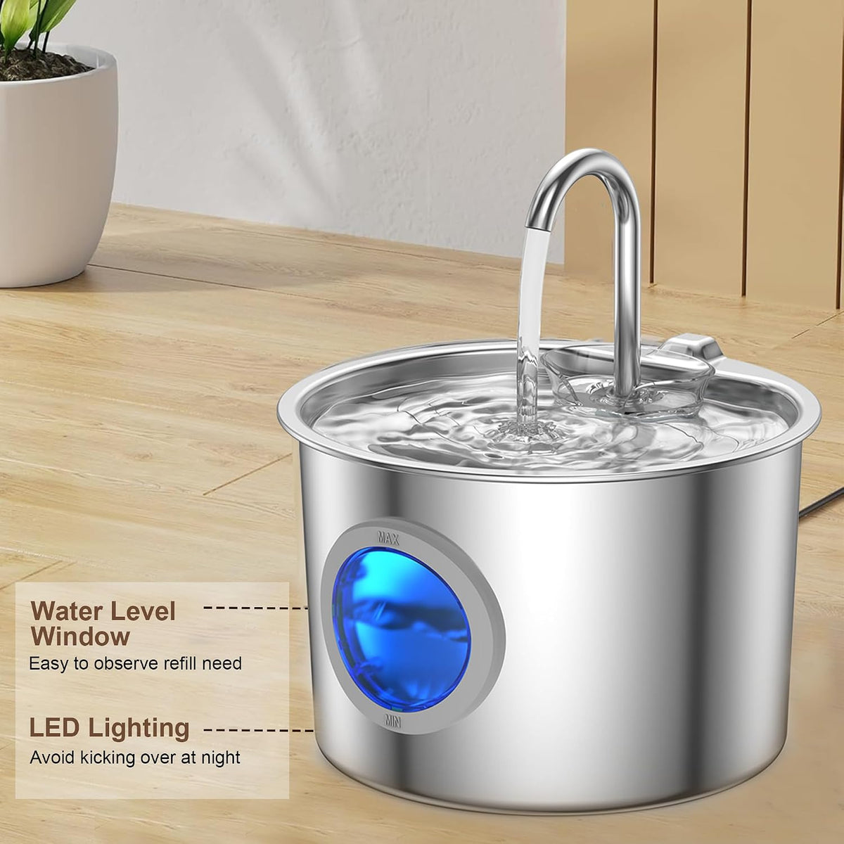 Cat Water Fountain Advanced 304 Stainless Steel 2.2L/74oz with Detachable Tank, Easy to Clean, Automatic Pet Fountain Quiet Cats Water Dispenser (Fountain+ 6 Filters +12 Sponges)