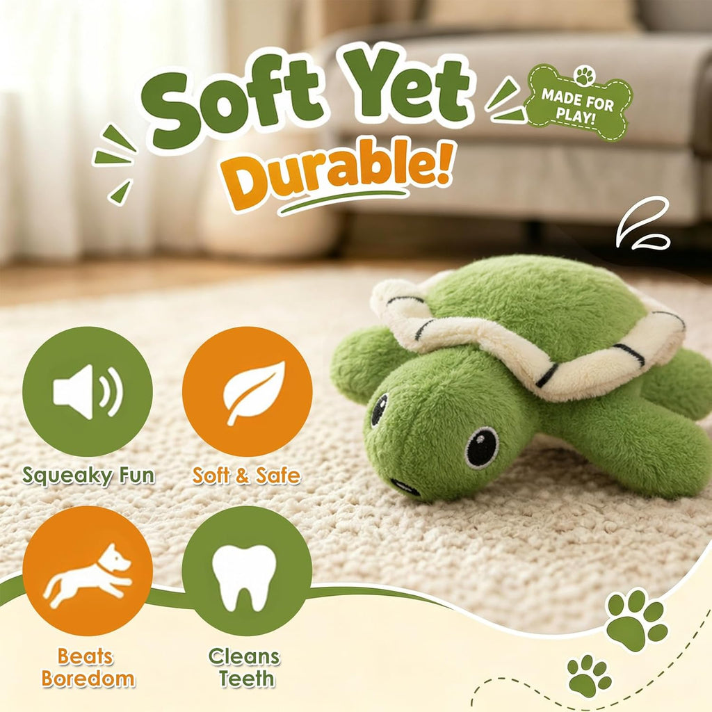 Hollypet Squeaky Hide and Seek Dog Toys for Small and Medium, 4 Turtles | Interactive Plush Stuffed Dog Squeak Toys for Small Medium Sized Dogs and Non-Aggressive Chewers, Puppy Teeth Clean Chew Toys