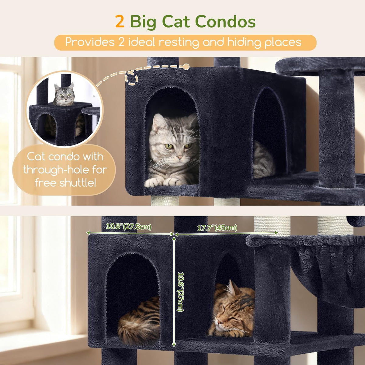 Globlazer 82in Extra Large Cat Tree Tower for Indoor Cats Large Adult, S82