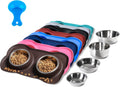 Hubulk Pet Dog Bowls 2 Stainless Steel Dog Bowl with No Spill Non-Skid Silicone Mat + Pet Food Scoop Water and Food Feeder Bowls for Feeding Small Medium Large Dogs Cats Puppies (Large, Chocolate) 