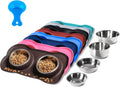 Hubulk Pet Dog Bowls 2 Stainless Steel Dog Bowl with No Spill Non-Skid Silicone Mat + Pet Food Scoop Water and Food Feeder Bowls for Feeding Small Medium Large Dogs Cats Puppies (X- Large, Chocolate) 