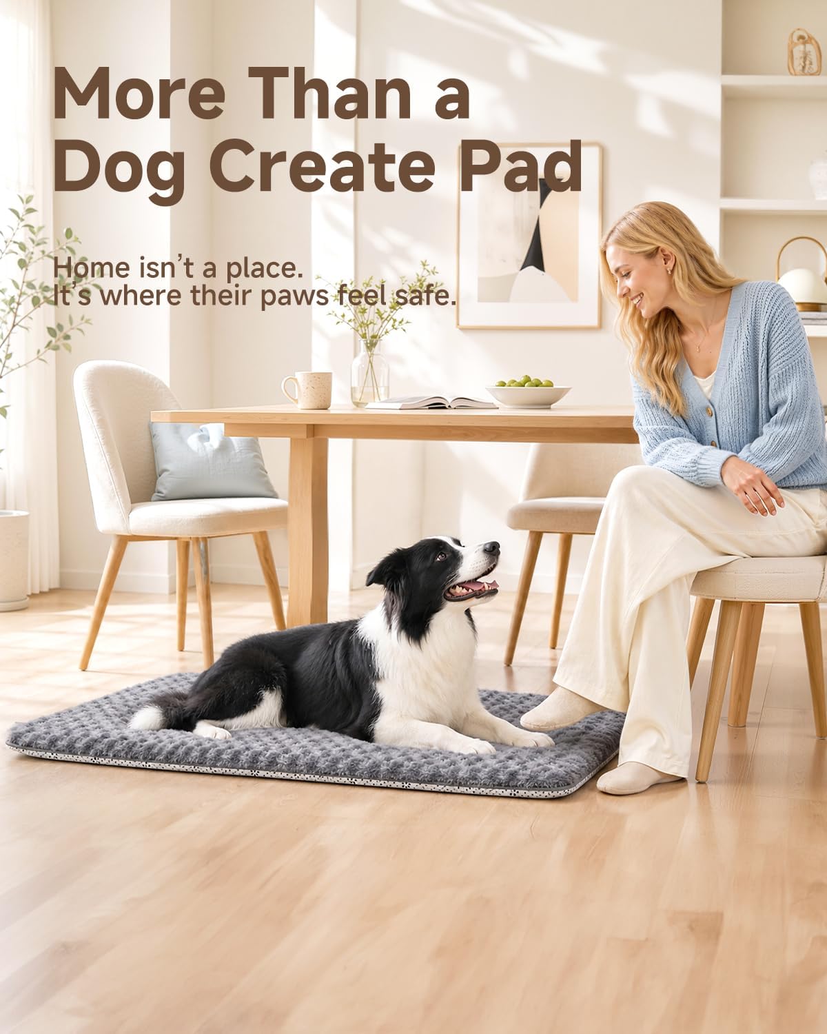 XXXL Dog Bed for Crate Pad, High Resilience Foam Mat Bed, 53x36,Dark Grey