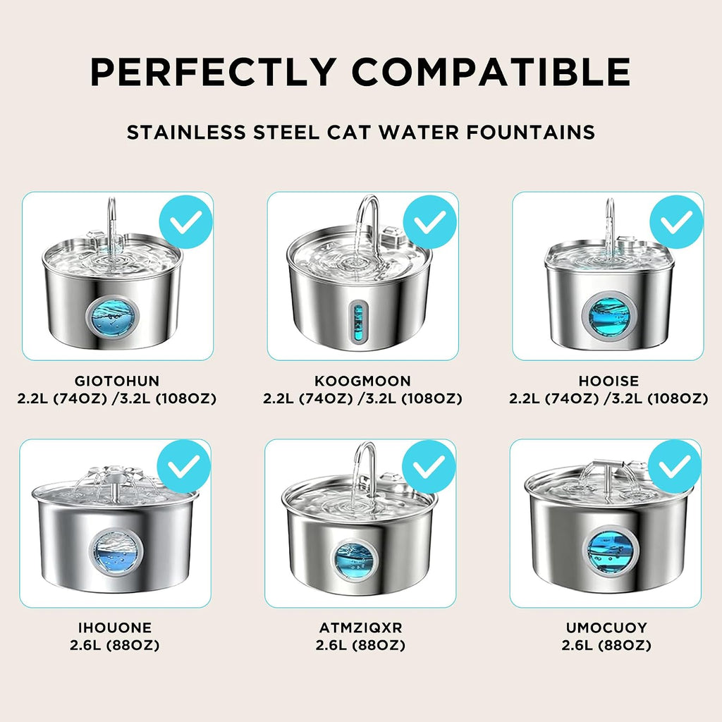 GIOTOHUN 24 Cat Water Fountain Filter: 12 Filters & 12 Sponges