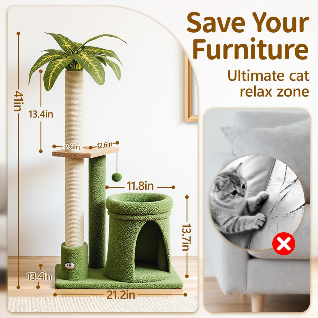 41" Cat Tree Tower Condo Scratch Post Stand for Indoor Small Cats