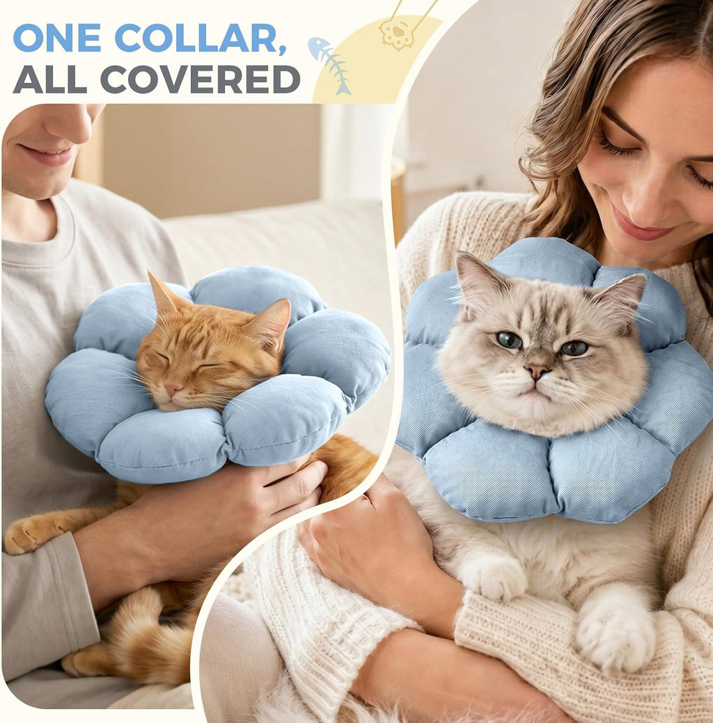 Avont Soft Cat Cone S Grayishblue Post-Surgery Anti-Lick Adjustable