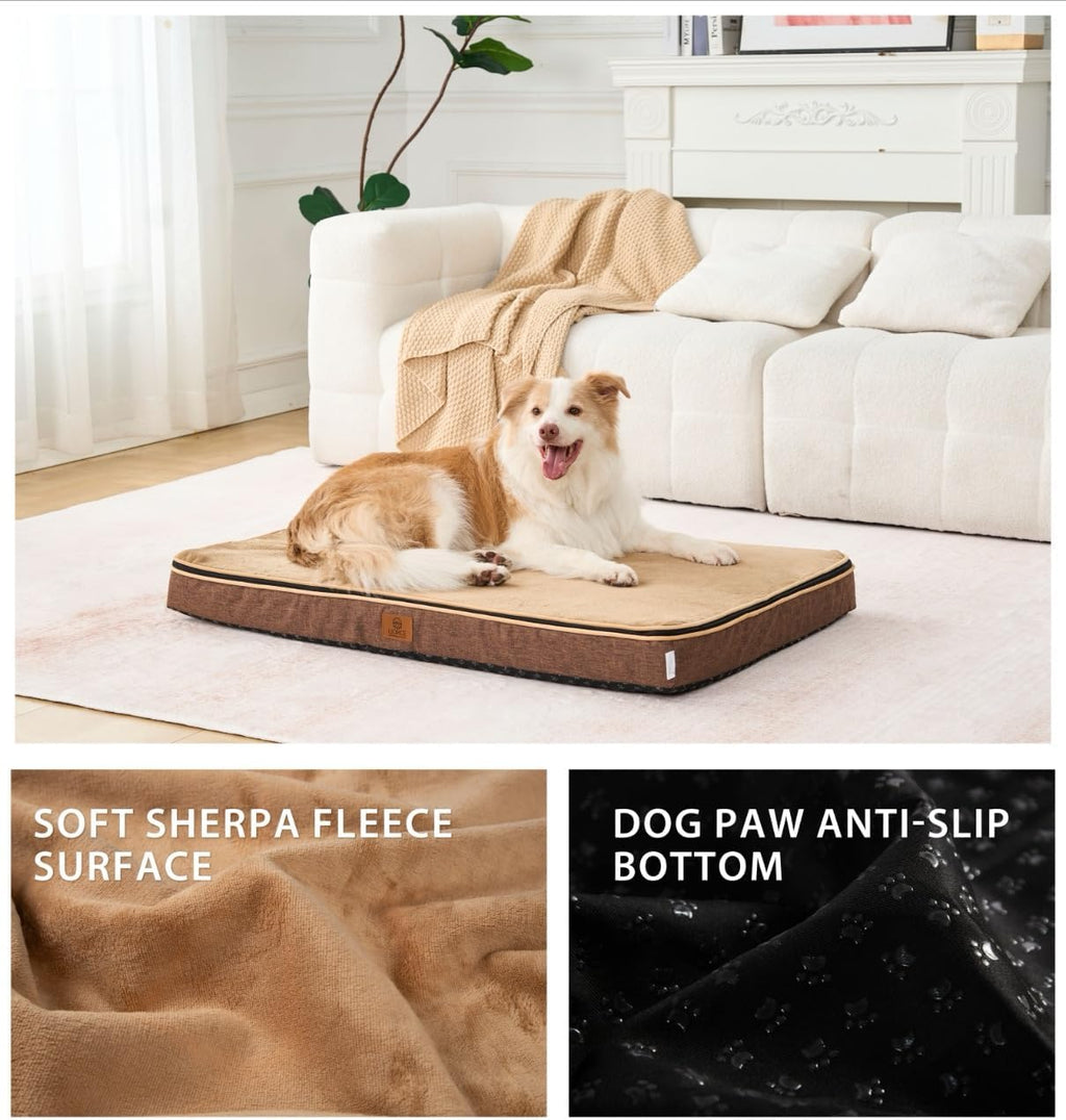 LIORCE Memory Foam XL Dog Bed - 4” Thick Orthopedic Beds for Extra Large Dogs - Waterproof Dog Bed with Removable Washable Cover & Wrap-Around Zipper - Ultimate Comfort and Easy Maintenance