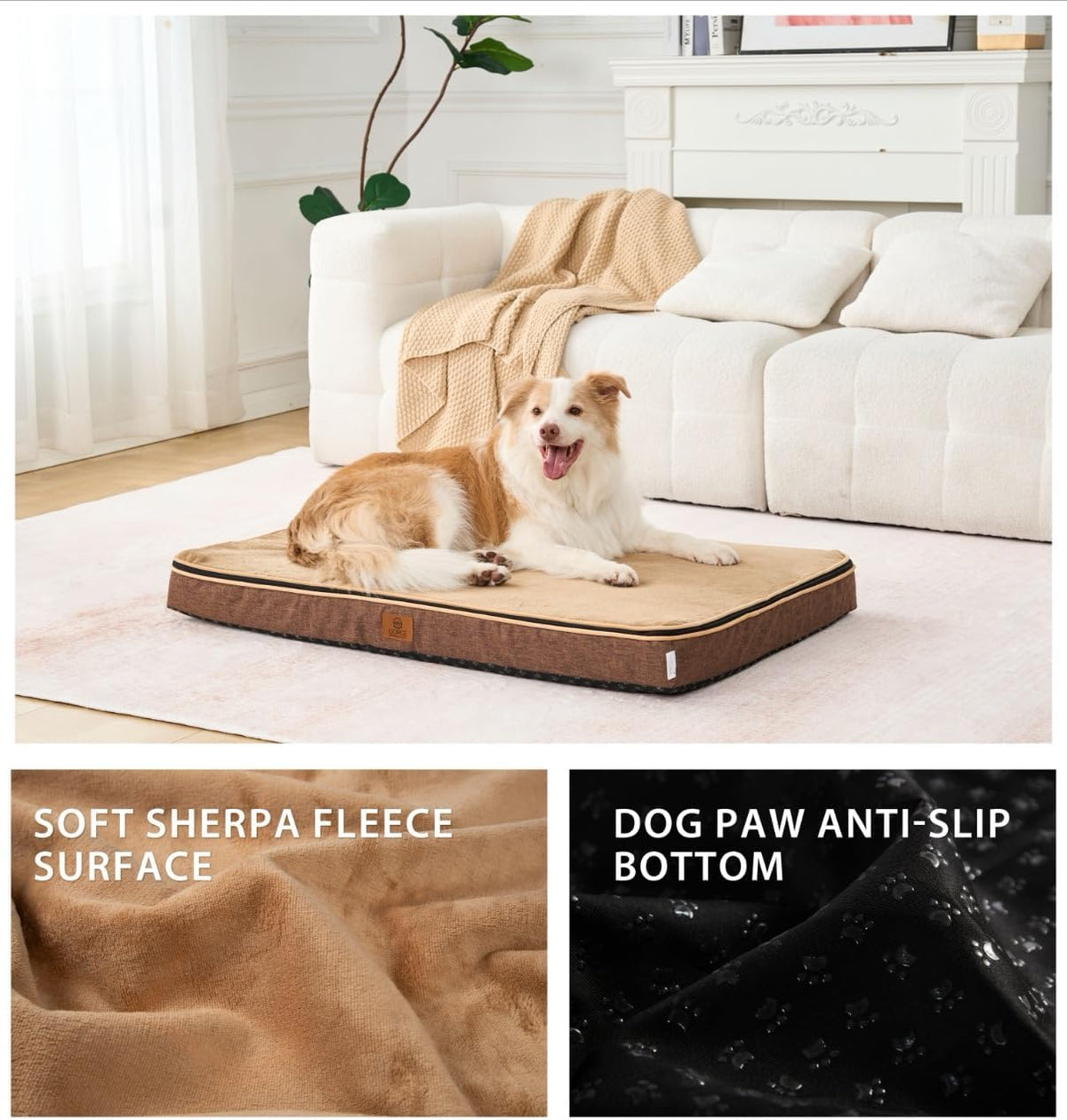 LIORCE Memory Foam XL Dog Bed - 4” Thick Orthopedic Beds for Extra Large Dogs - Waterproof Dog Bed with Removable Washable Cover & Wrap-Around Zipper - Ultimate Comfort and Easy Maintenance
