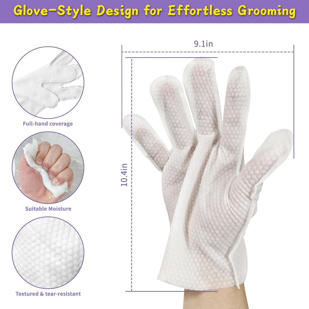 Pet Glove Wipes, Cleaning Wipes for Full-Body Grooming (20 Count)