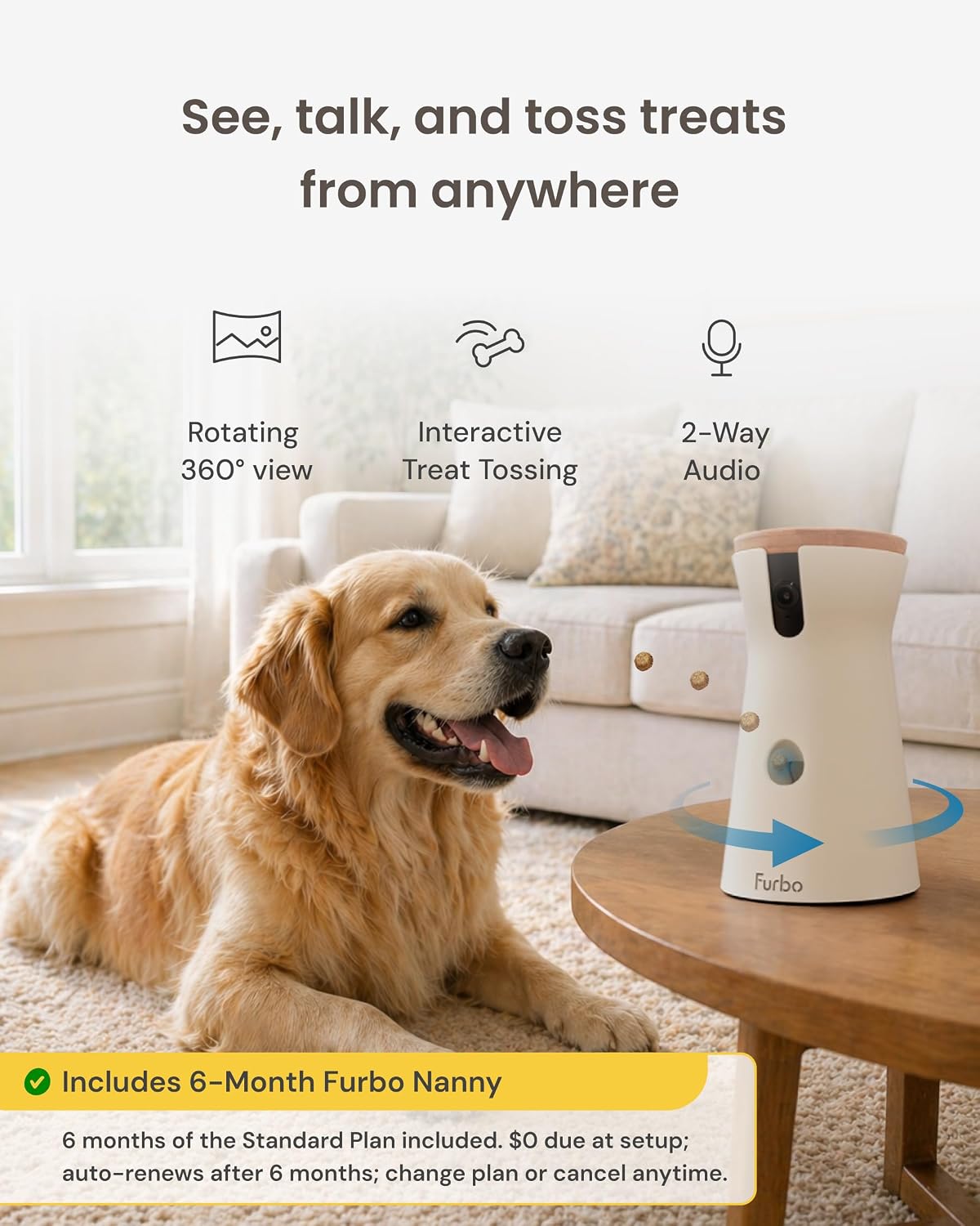 Furbo 360° Dog Camera [6-Month Subscription Included]