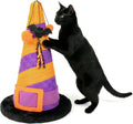 Kitty City Witch HAT Halloween Cat Scratcher Post - Sisal Kitty Scratcher with Dangling Toy, Indoor Halloween Cat Toys, Spooky Decor Kitten Vertical Scratching Tree Tower, Nail Care – Orange & Purple
