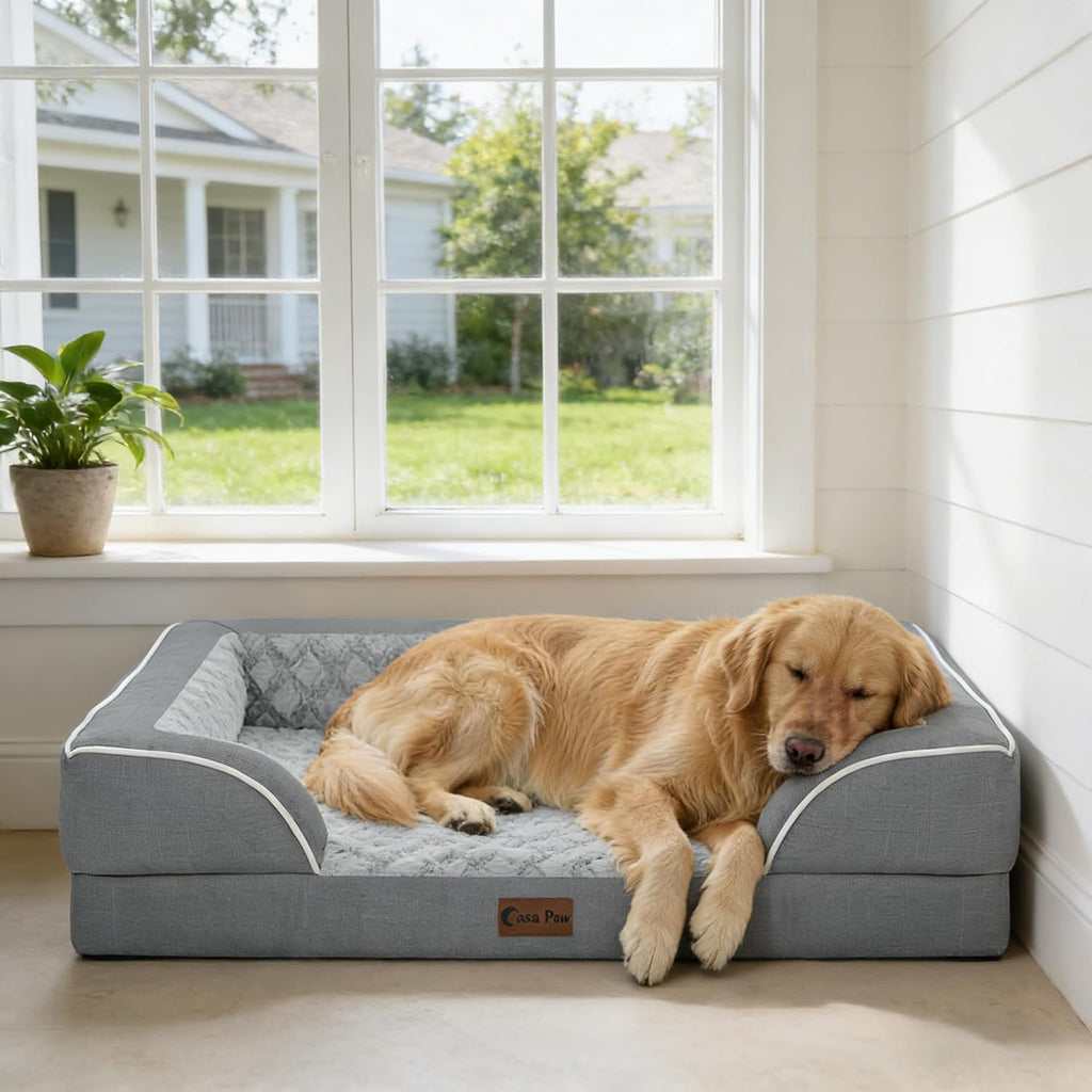 Orthopedic Washable Dog Bed for Extra Large Dogs, 42x30in, Grey
