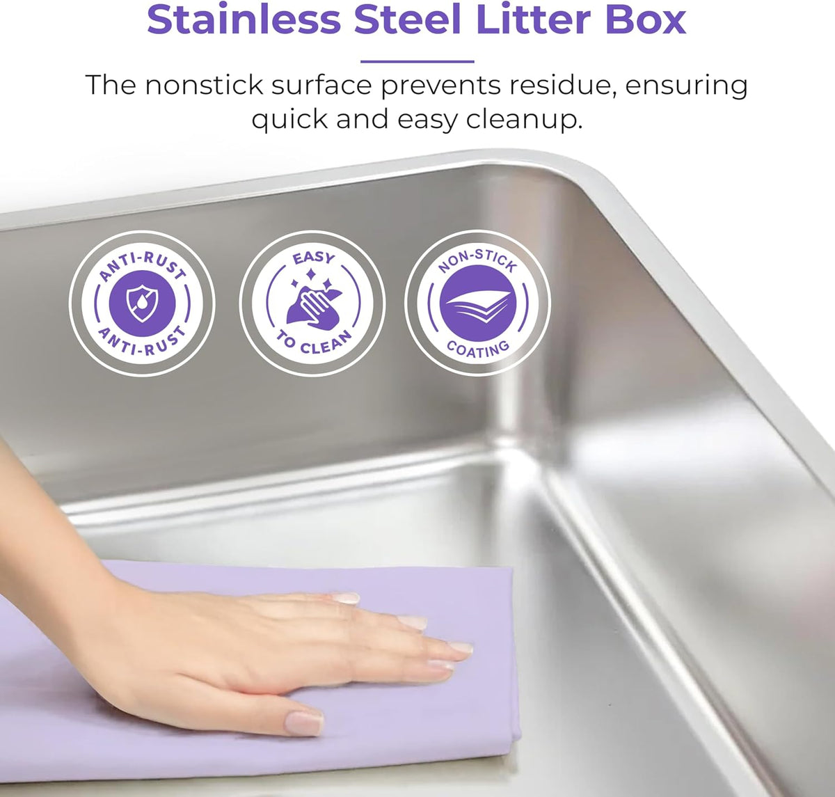 iPrimio Stainless Steel Cat Litter Box, Medium 20" x 14.2" with Enclosure | Rust Proof Steel Pan With a 6 Inch Detachable Enclosure | Steel Never Absorbs Odor, Stains or Bacteria
