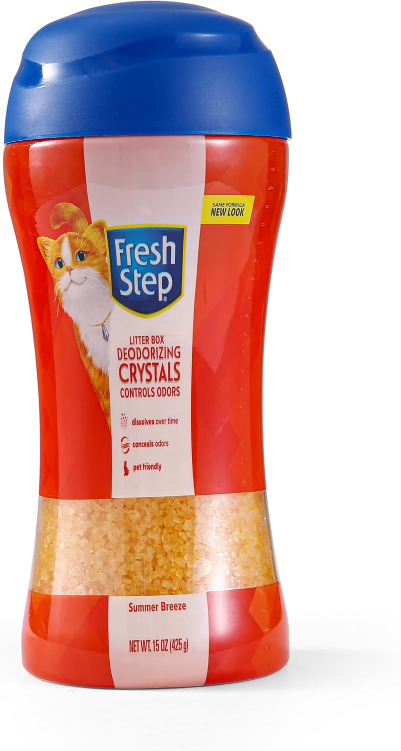Fresh Step Cat Litter Crystals Deodorizer, Summer Breeze, 15 Oz, 3-Pack