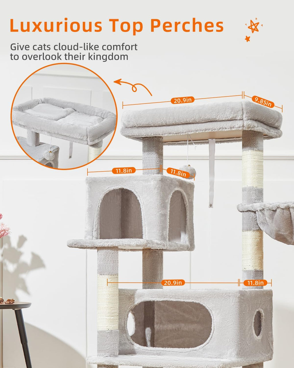Taoqimiao Cat Tree, 49In Cat Tower for Indoor Cats Large Adult