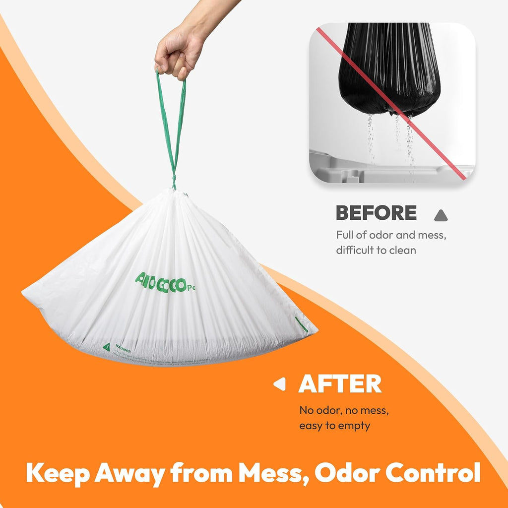 100 Pcs Litter Box Liner Bags, Compatible with Meowant MW-SC01, SC02, SC09 and MW-LR01, Automatic Litter Box Heavy Duty Replacement Waste Bags, Leak-proof Trash Bags, 18.5" x 12.6"