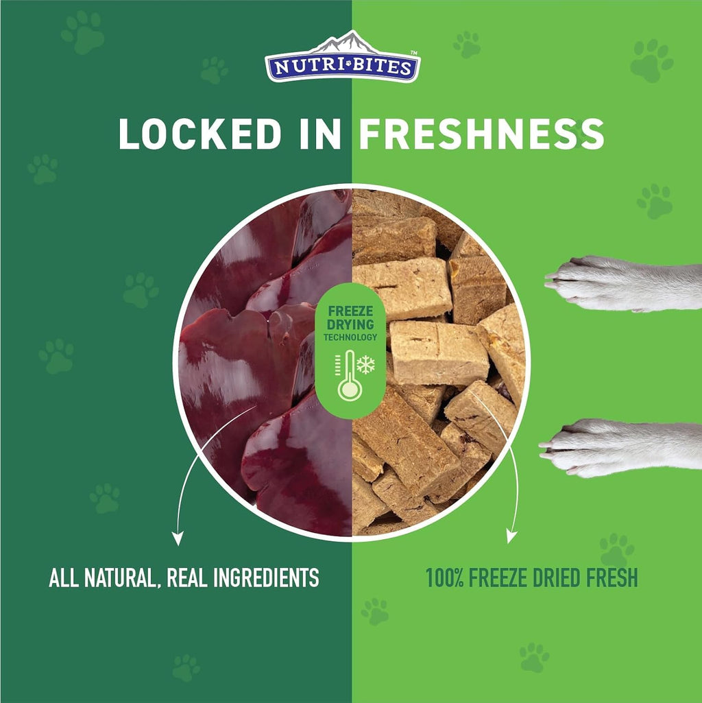 Nutri Bites Freeze Dried Beef Liver Dog & Cat Treats, Single Ingredient (2-Pack)