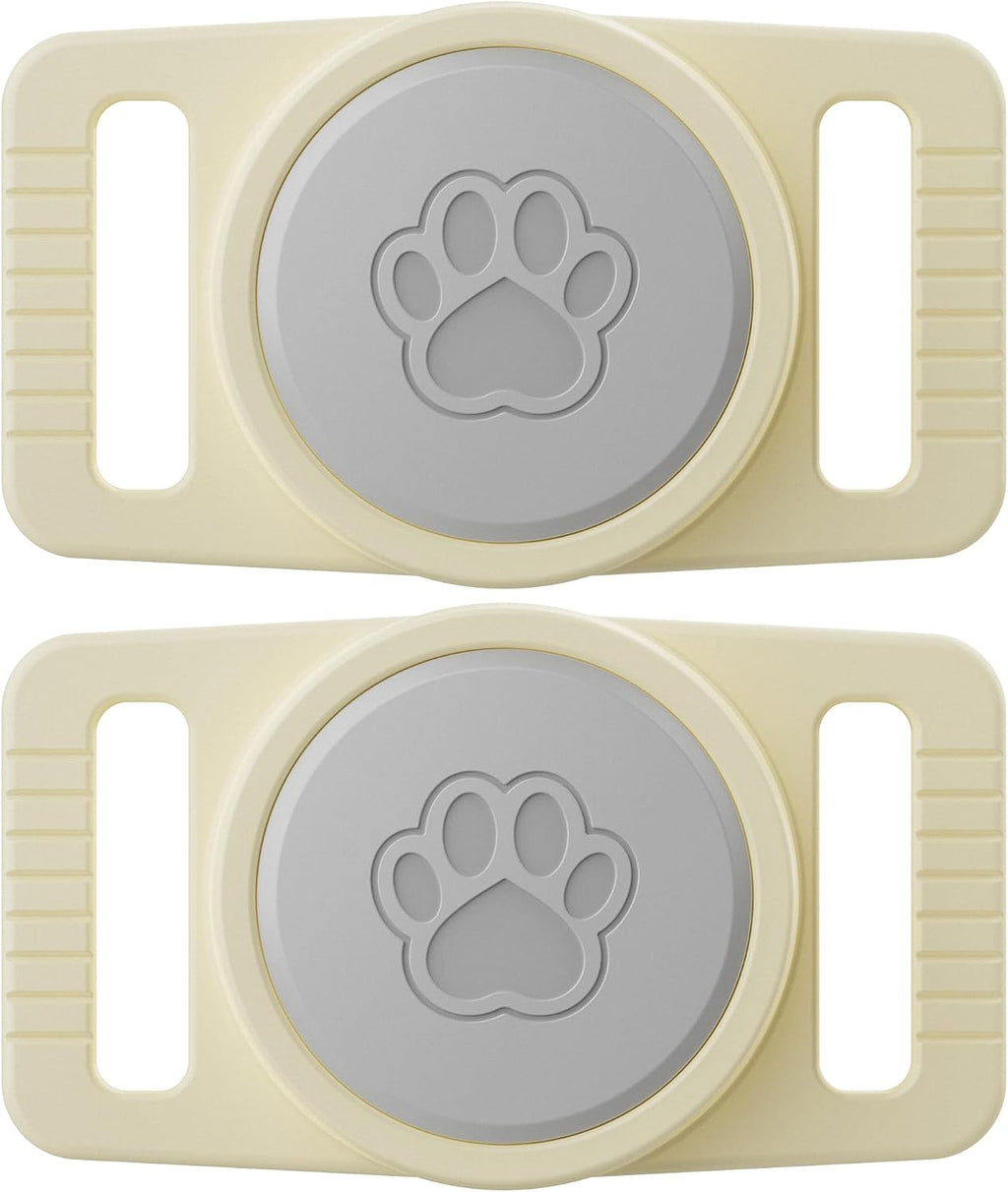 GOCII for Airtag Dog Collar Holder 2 Pack,Waterproof Dog Collar Holder for Apple AirTag(Gen 1 & 2),Silicone Air Tags Case for Dog Collars(Beige & Gray)