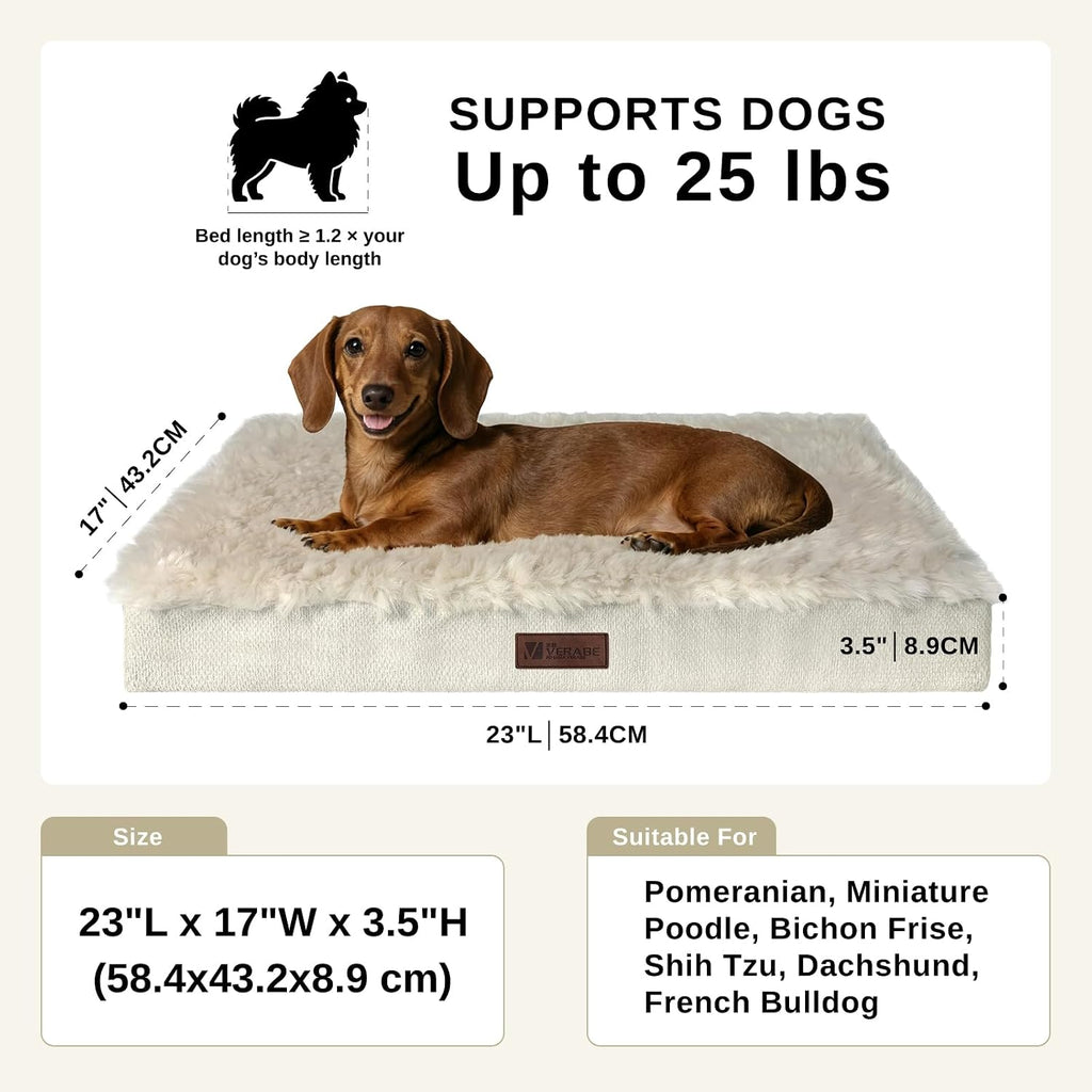 Orthopedic Dog Bed for Small Dogs, Egg Crate Foam, Non-Slip Bottom,Beige
