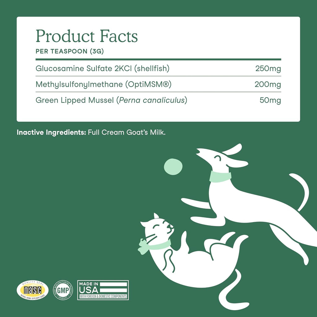 Fera Pets Cat & Dog Joint Supplement - Goat Milk Powder Topper, 60 TSP