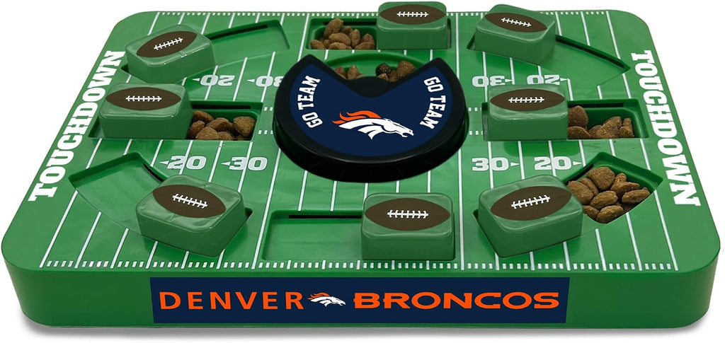 Pets First NFL Denver Broncos Large Puzzle Toy for Dogs, Slow Feeder Board for Pets, New Bigger Size, Interactive Doggie Treat Toy