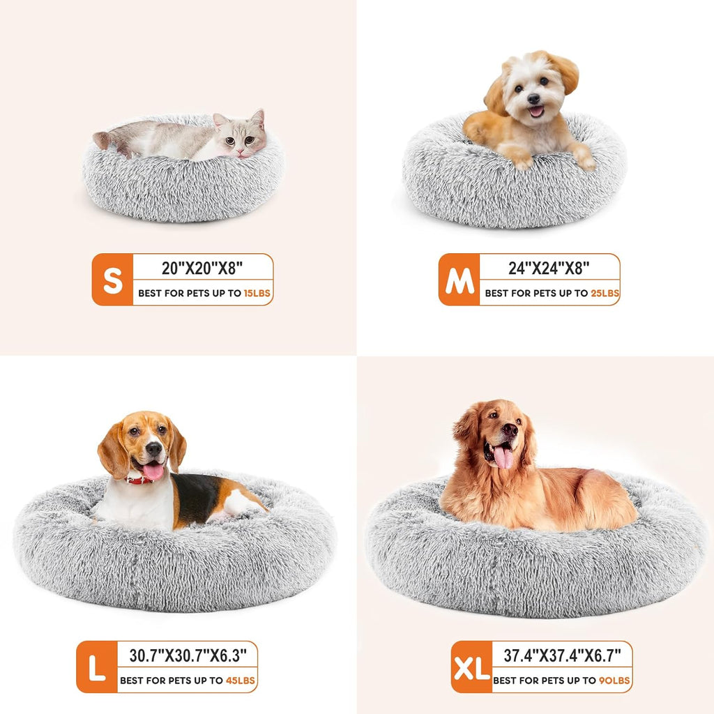 Sweetcrispy Large Dog Bed for Indoor, Calming Donut Bed for Dogs and Cats