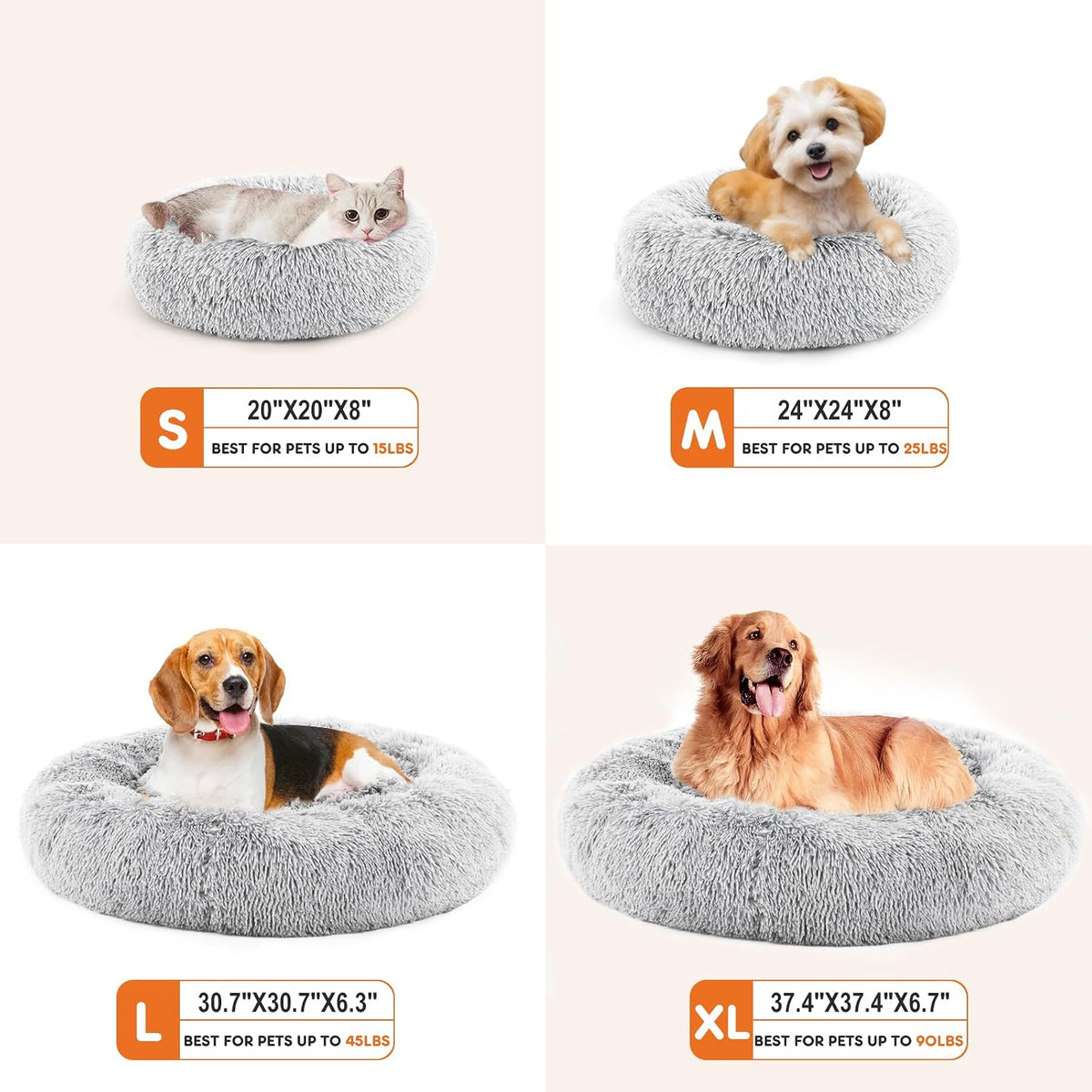 Sweetcrispy Large Dog Bed for Indoor, Calming Donut Bed for Dogs and Cats
