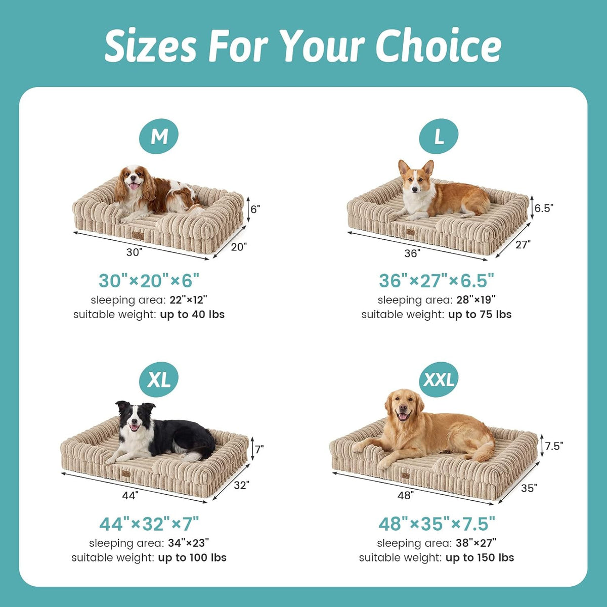COZY KISS Orthopedic Warming Dog Beds Large Sized Dog, 44 inches, XL, Khaki
