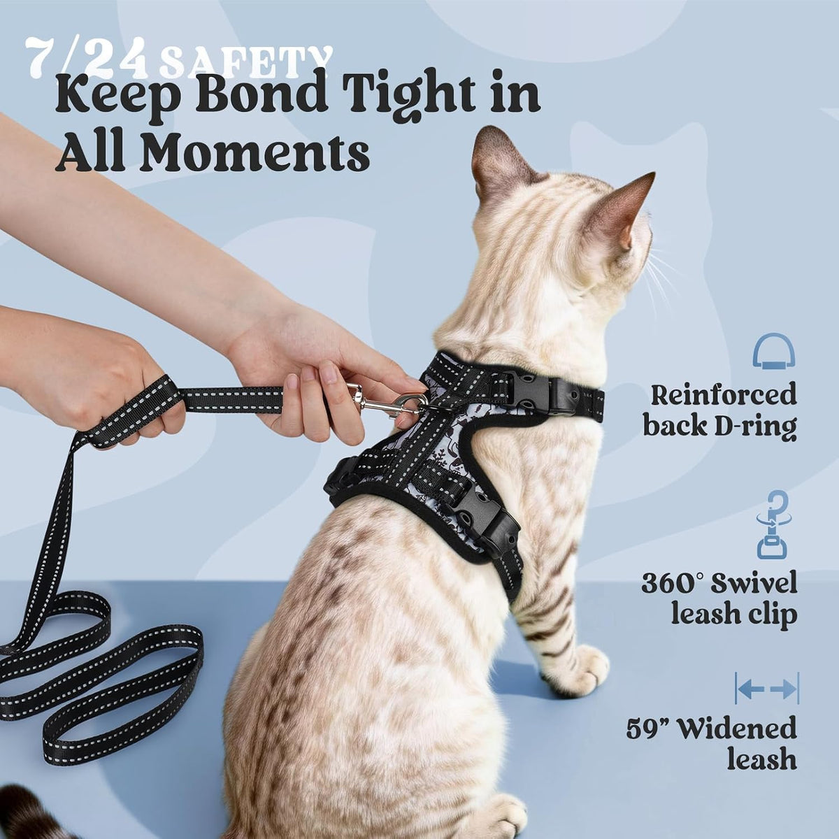 rabbitgoo Cat Harness and Leash Set, Easy-on with Neck Buckle, Misty Catch