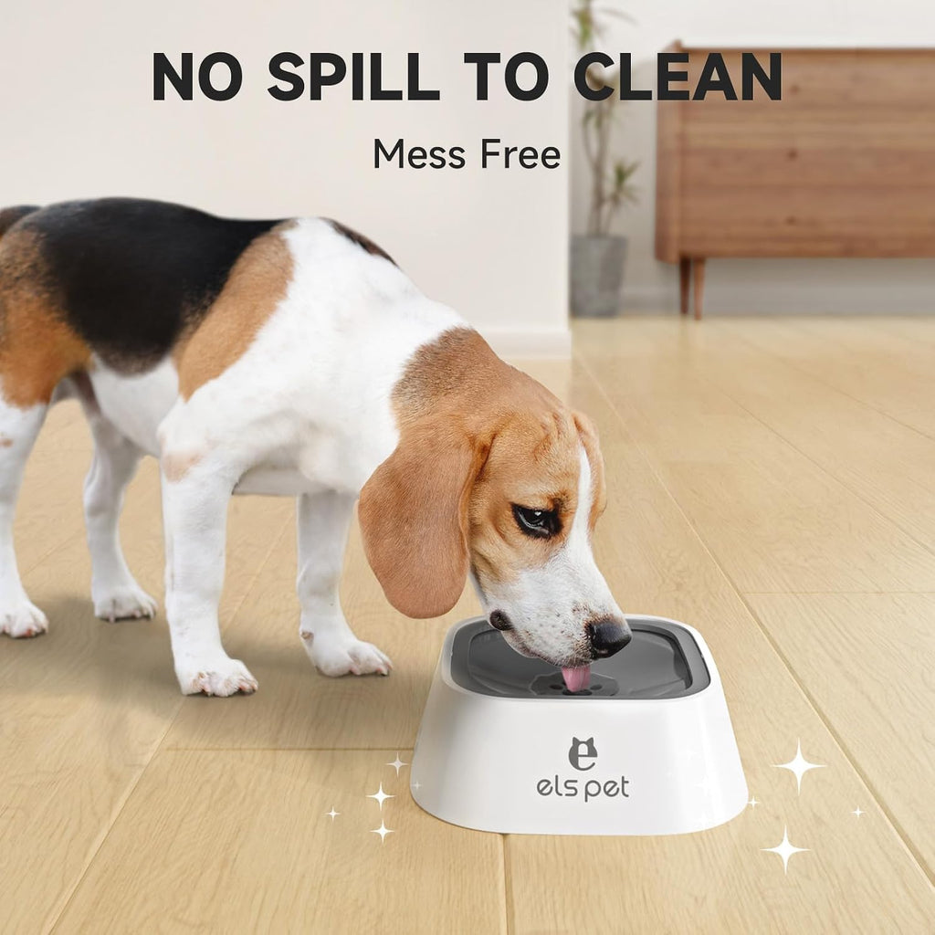 ELS PET Travel Bowl 35oz 1L No Spill Dog Cat Bowl Anti Slip Water Dispenser | 35oz 1l base model, floating disk slow drink, dual spill proof, anti slip, car home use, dishwasher safe, grey, dog cat 