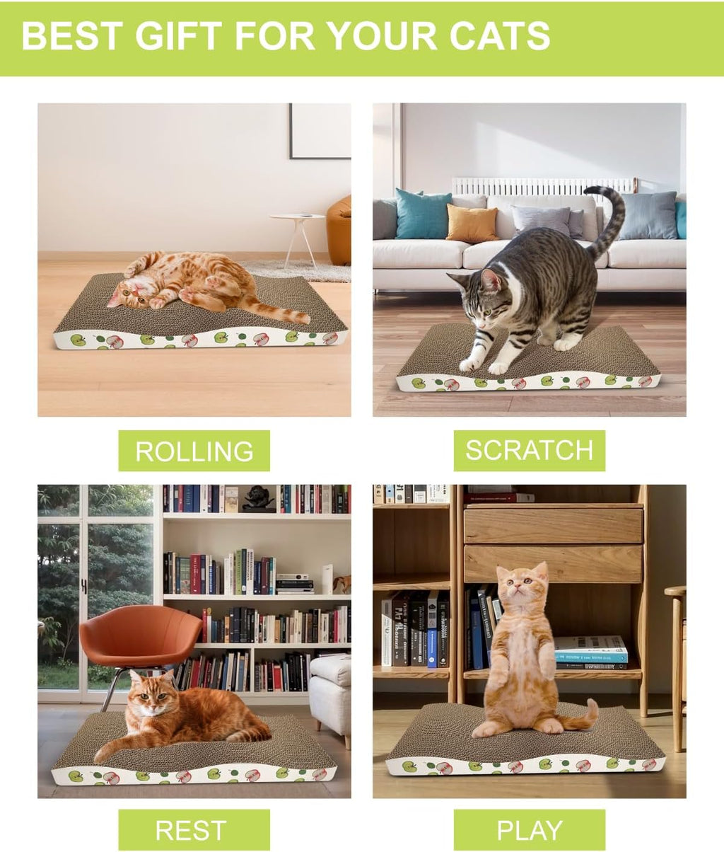 TIMHAKA Cat Scratching Board, Corrugate Cat Scratcher with Catnip, 2 Pack