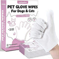 Pet Glove Wipes for Dogs & Cats, 2-in-1 Disposable Dog Cleaning Gloves for Bathing, No-Rinse Grooming Wipes for Paw, Face, Ear & Body, Aloe & Jojoba Oil, 6 Count