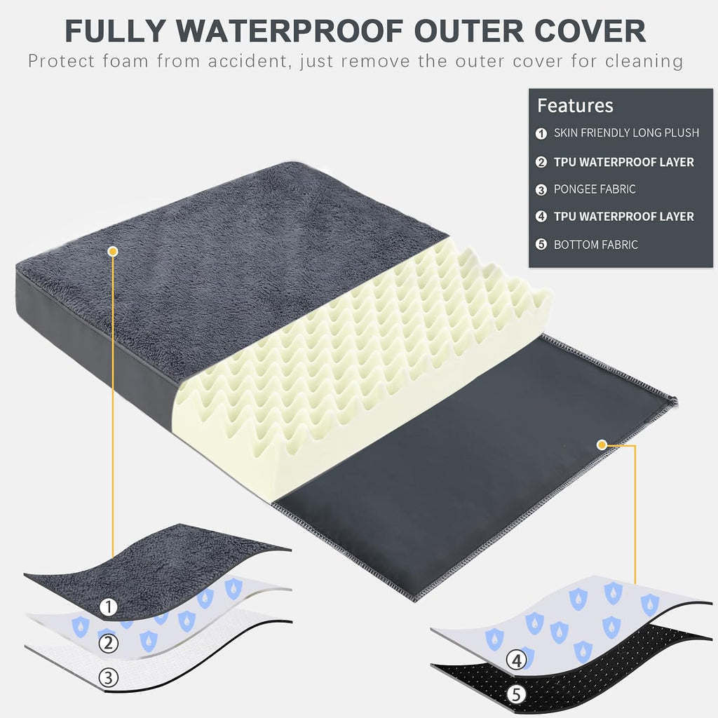 Waterproof Large Size Dog Crate Bed Orthopedic 41x27 Grey