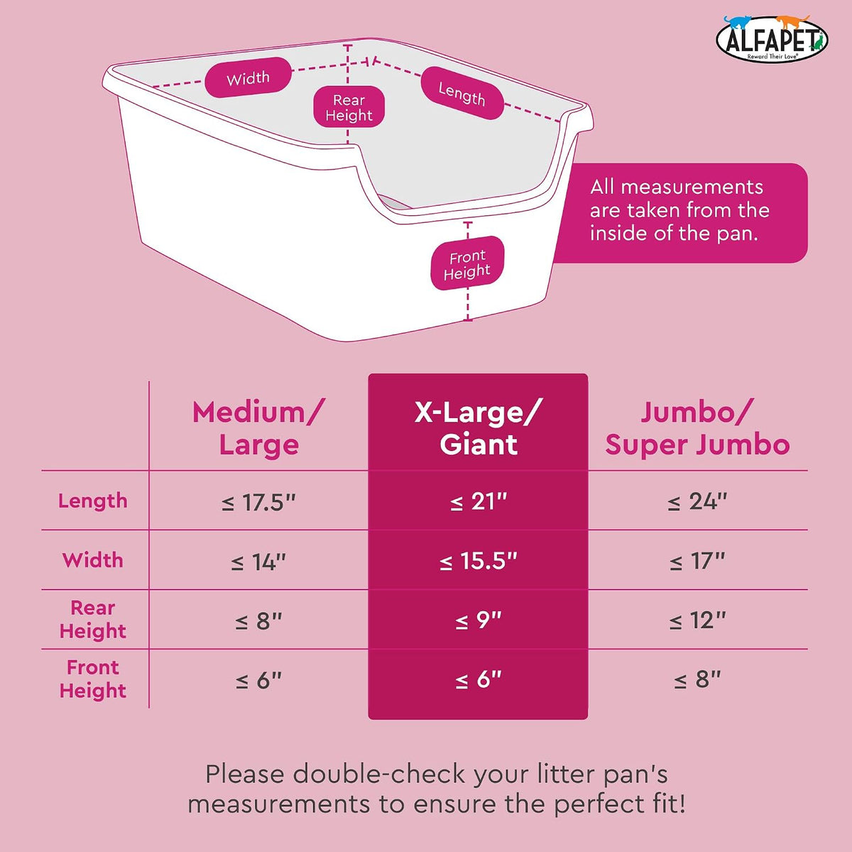 Alfapet Elastic Cat Litter Box Liners - Extra Giant 30 Count - Tear-Resistant Cat Litter Bags - Waterproof Kitty Litter Liners - Fits Litter box Pan Sizes XL, Giant, X-Giant, 37" x 18", 20 lb Capacity