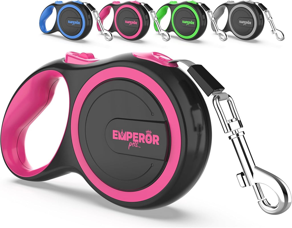 EMPEROR PETS 26.1 ft Retractable Dog Leash, for Dogs 10-110 lbs, Pink