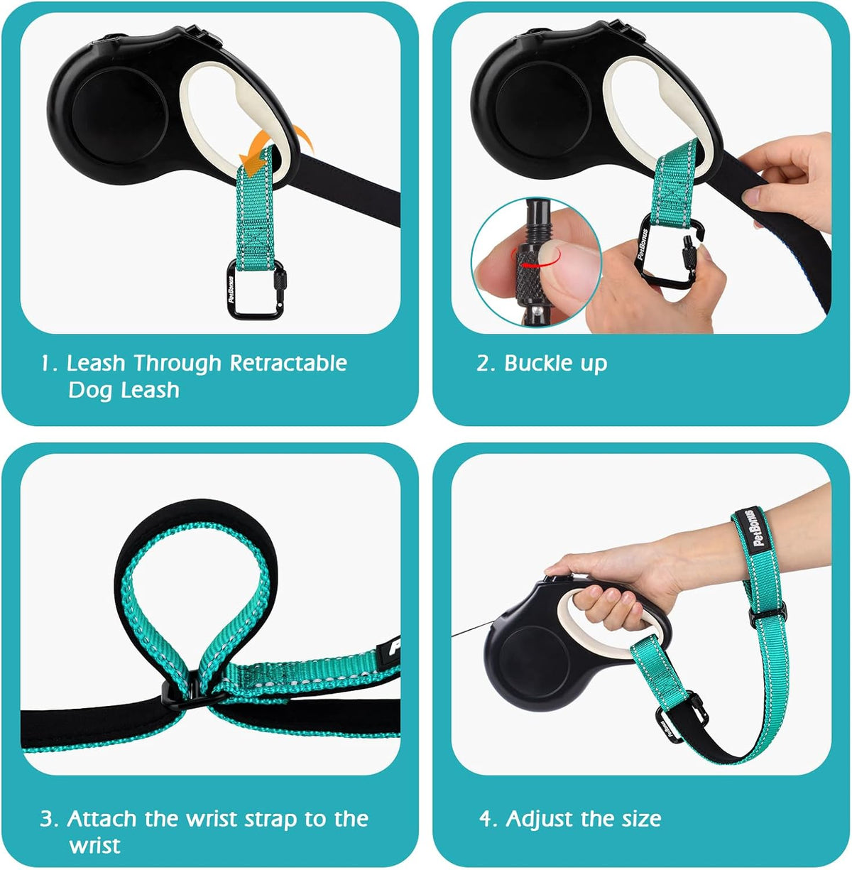 PetBonus Dog Leash Wrist Strap with Lockable Clip for Dog Retractable Leash