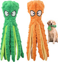 HGB Squeaky Dog Toys No Stuffing Octopus Crinkle for Large Medium Small Dog | 2 Pack Tough Plush Chew Toys for Chewers Puppy Teething, Interactive Tug of War & Keep Them Busy, Birthday Gift