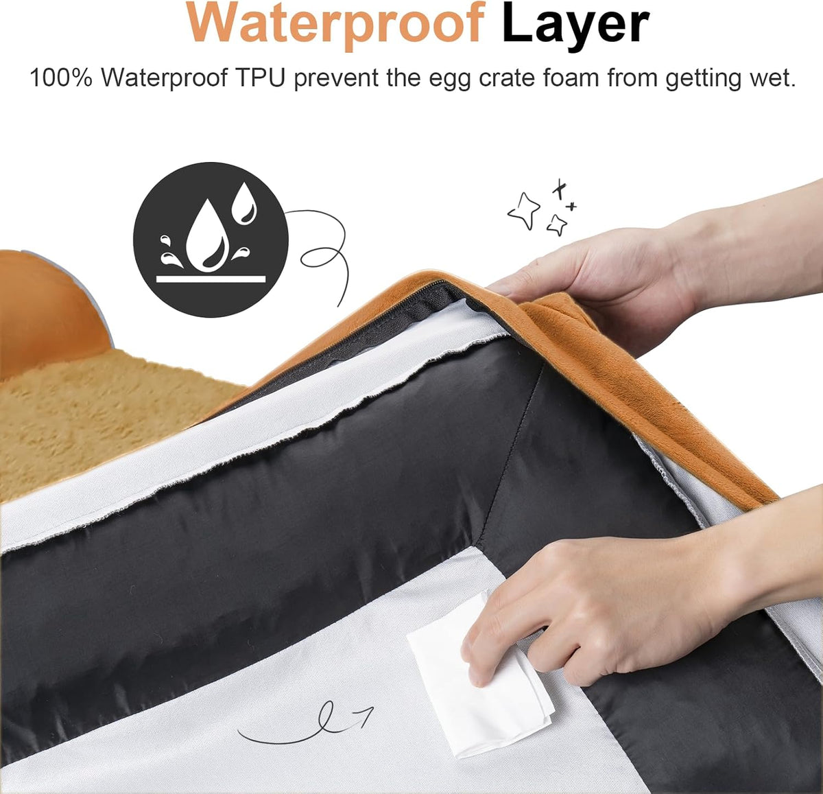 NANUYA Orthopedic Dog Bed for Jumbo Dogs, 53 x 42 Inch, Orange