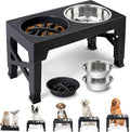 Elevated Dog Bowls with 5 Adjustable Heights Stand | Stainless Steel Bowls, Slow Feeder, 3.2" to 12.2" Hegiht Raised Dog Bowl for Small to Large Dogs