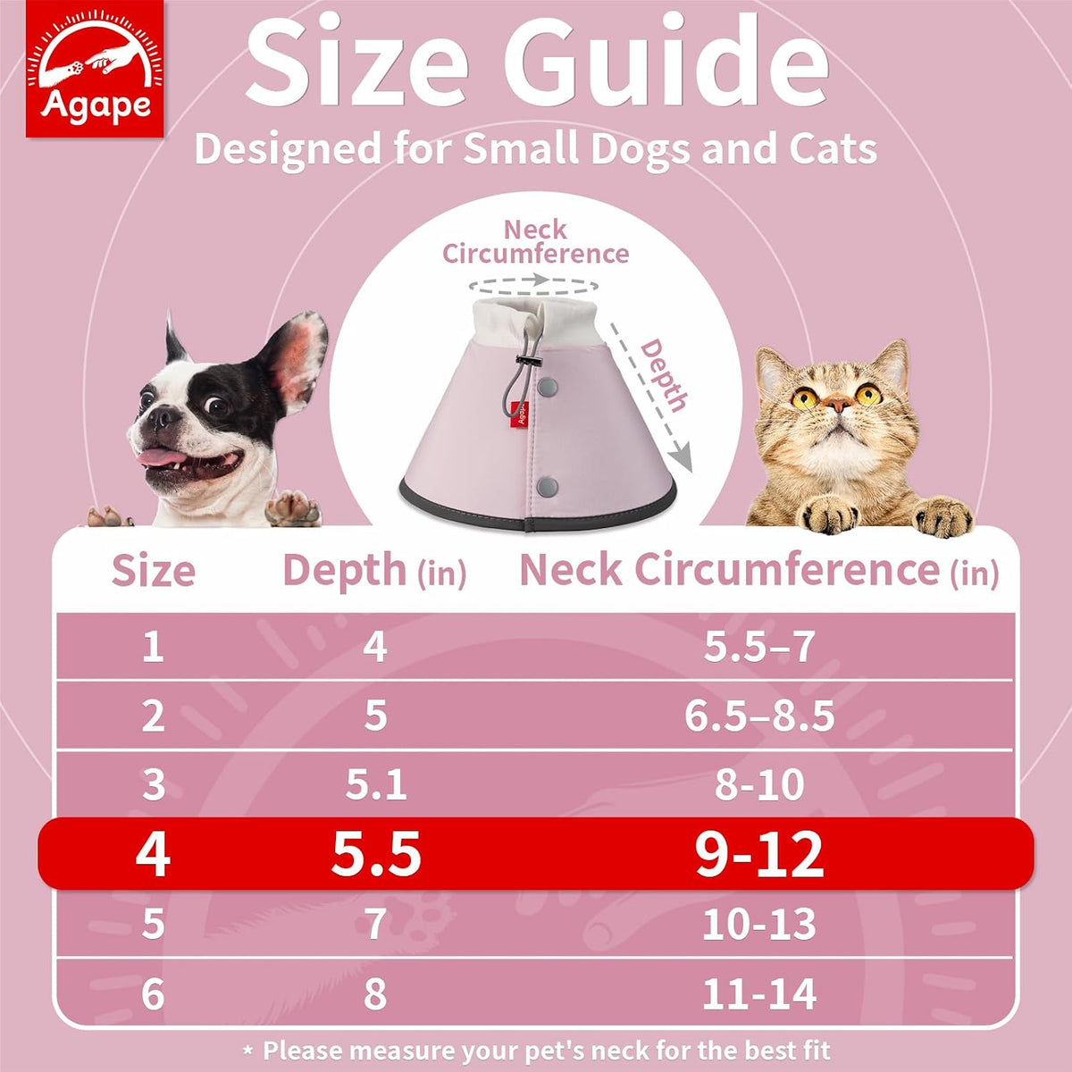 Agape Soft Dog Cone for Small Dogs & Cats, Recovery Collar to Stop Licking