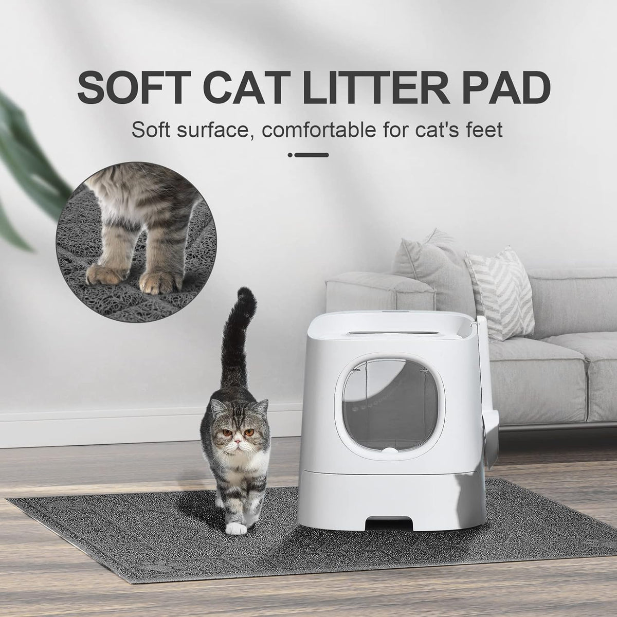 Cat Litter Box Mat, 35" x 24" Large Kitty Litter Trapping Mat Keep Floor Clean, Litter Box Mat Scatter Control, Waterproof, Easy to Clean, Durable Large Size Litter Mats for Floor | Thick Mesh Traps Litter, Non-Slip Kitty Litter Mat for Indoor Cat, Sof...