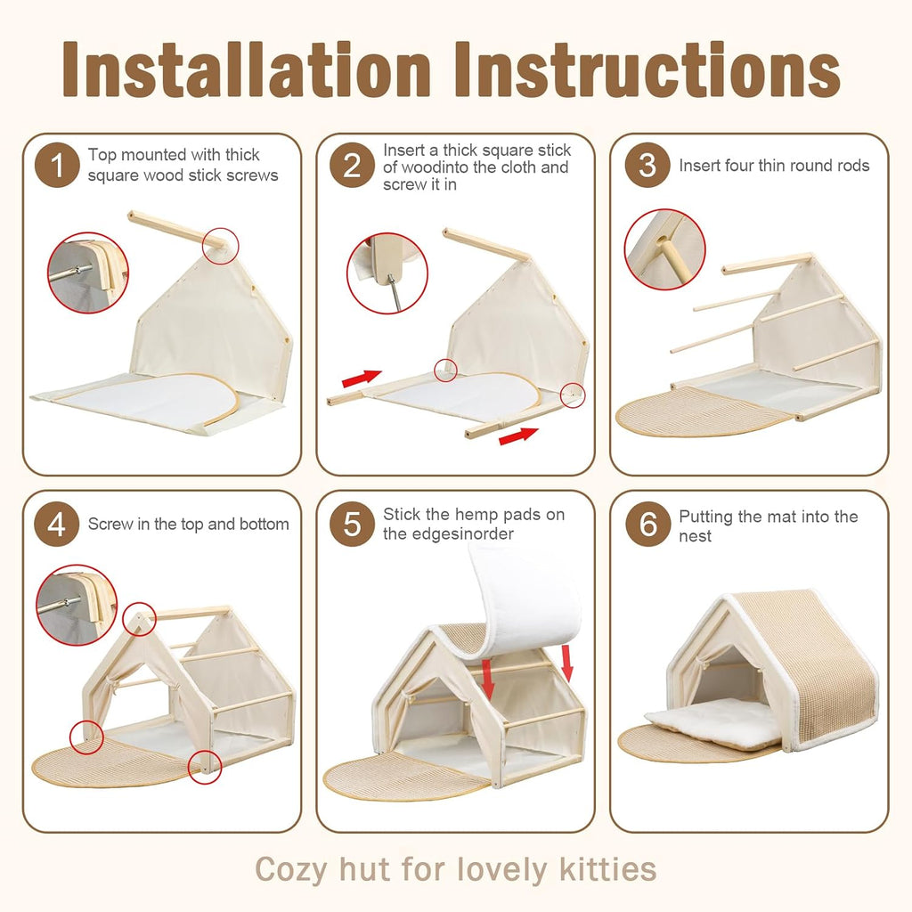 Indoor Cat House with Sisal Scratcher Mat cat Tent