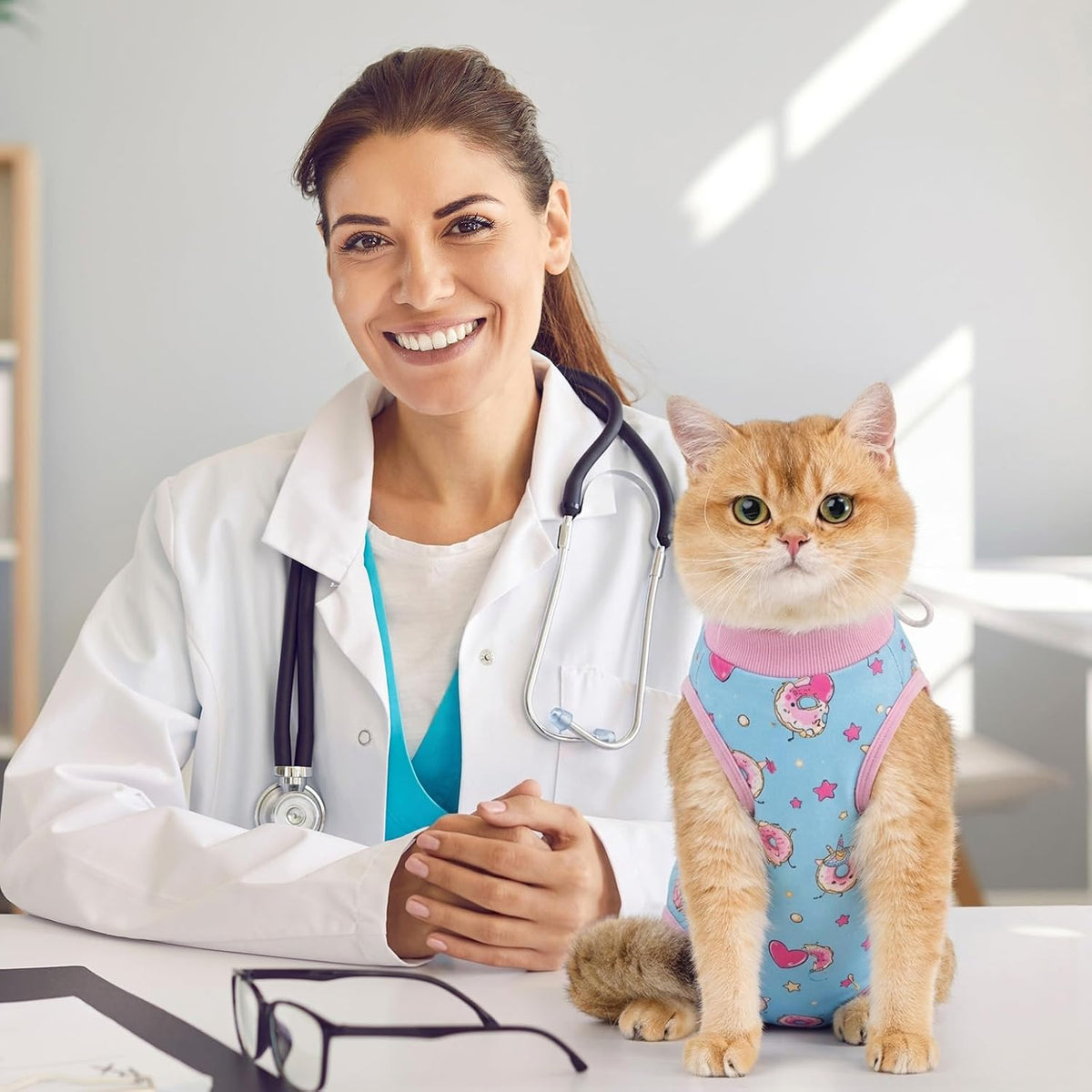 Avont Cat Recovery Suit - Kitten Onesie for Cats After Surgery
