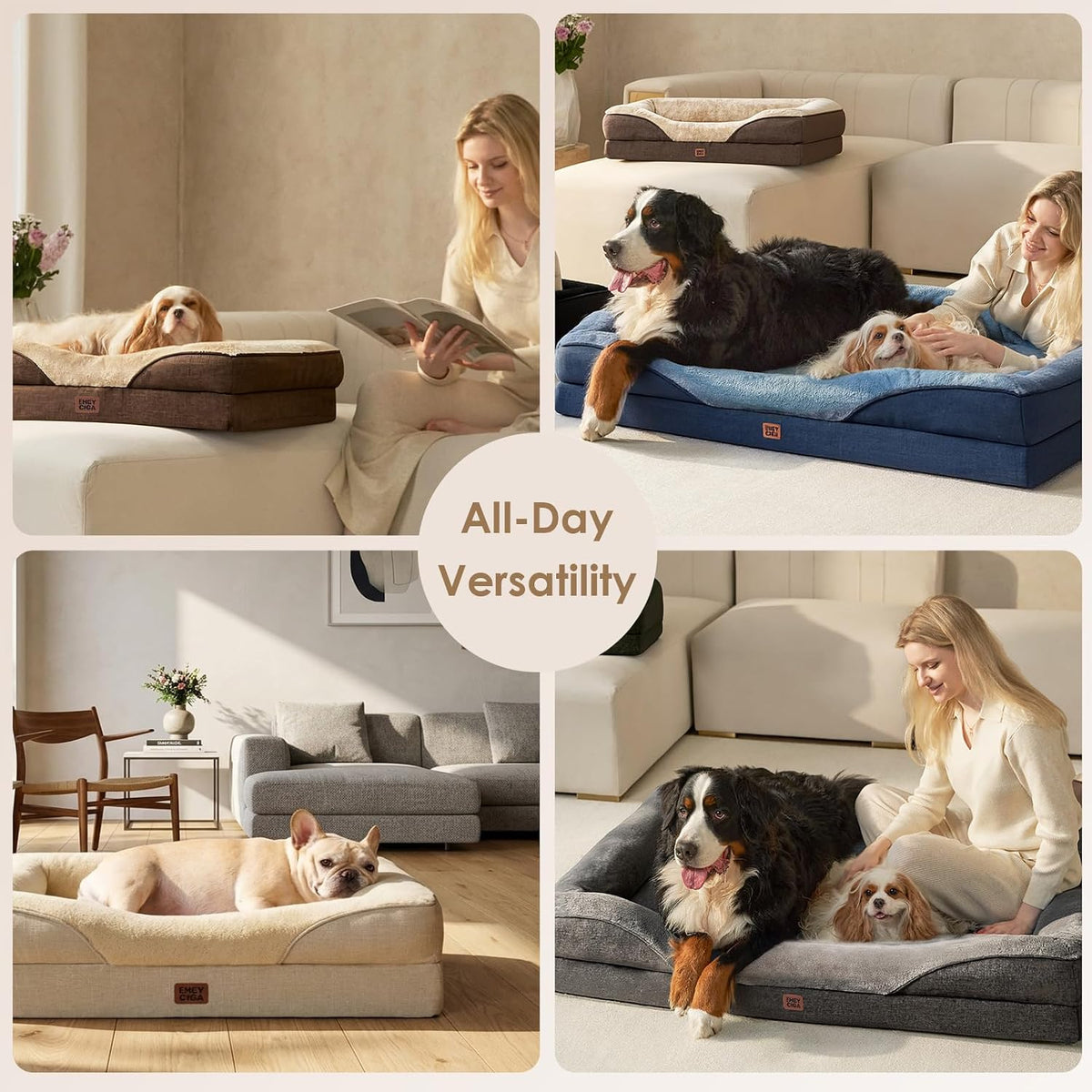 EHEYCIGA Orthopedic Dog Bed for Large Dog, Memory Foam Dog Couch, Green