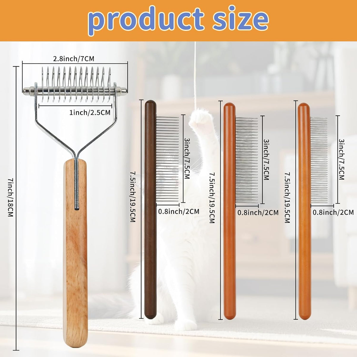4PCS Pet Grooming Kit Dog Brush Cat Brush Dog Grooming Supplies with Slicker Brush Dematting Comb Flea Comb & Metal Comb Deshedding Dog Brush Cat Brushes for Indoor Cats for Dogs